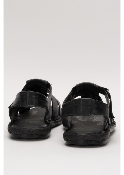 Erkek Içi Dışı Hakiki Deri Ortopetik Yazlık Esnek ve Çok Hafif Günlük Ayakkabı Sandalet Siyah fırsatları