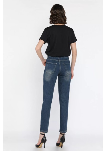 Kadın Yüksek Bel Mom Jeans Kot Pantolon P-00016593