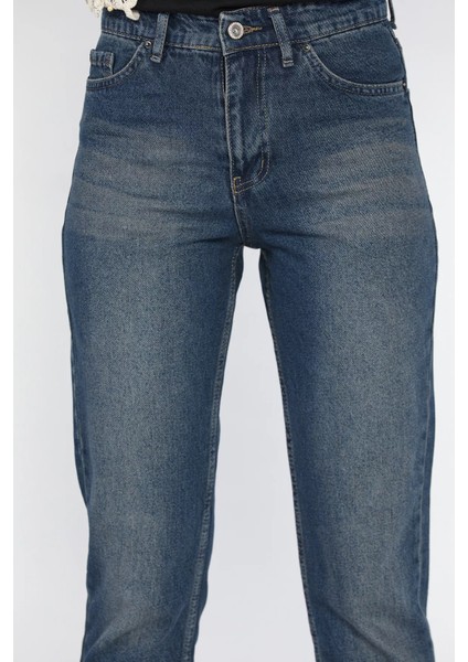 Kadın Yüksek Bel Mom Jeans Kot Pantolon P-00016593