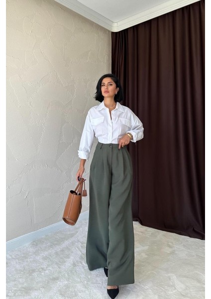 Haki Pileli Comfort Pantolon modelleri