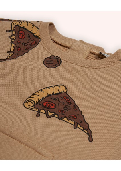 Erkek Bebek Baskılı 2'li Bej Takım modelleri