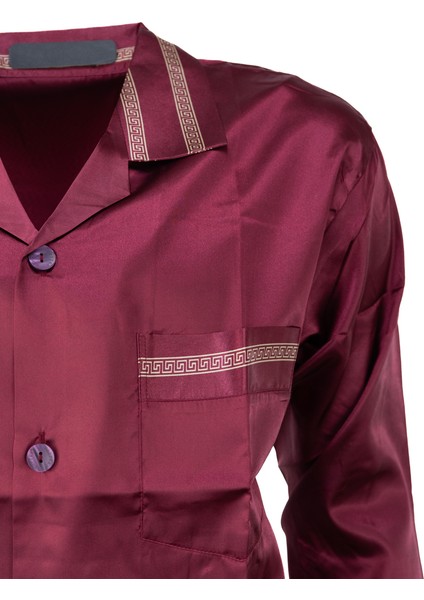 Erkek Şık Klasik Model Pijama Takımı Premium Saten Kumaş Murcia Model Cepli Tam Kalıp fırsatları