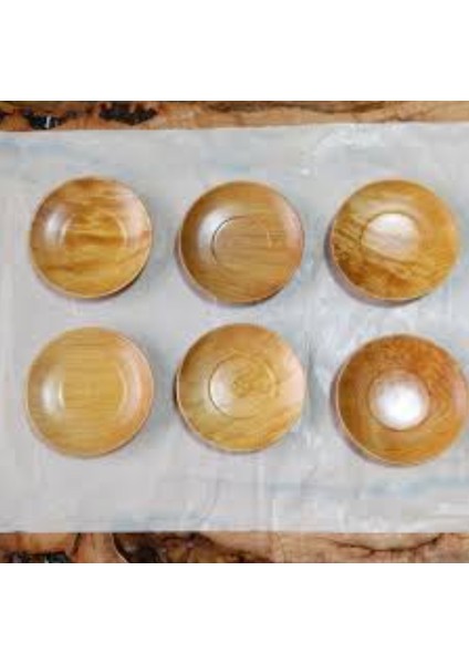 3'lü Bambu Türk Çay Bardak Tabak Ahşap Kahverengi Pappi Çiçek Hediyelik Anne Sevgili 10X10X2 cm modelleri