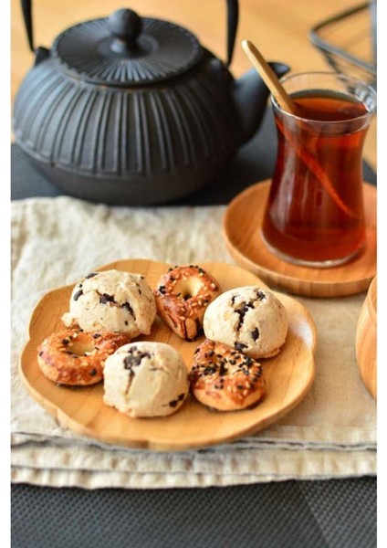 3'lü Bambu Türk Çay Bardak Tabak Ahşap Kahverengi Pappi Çiçek Hediyelik Anne Sevgili 10X10X2 cm fırsatları