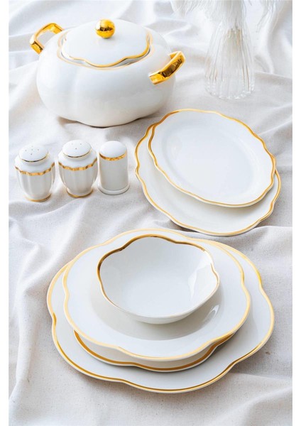Aveline 12 Kişilik 60 Parça Porselen Yemek Takımı - Gold