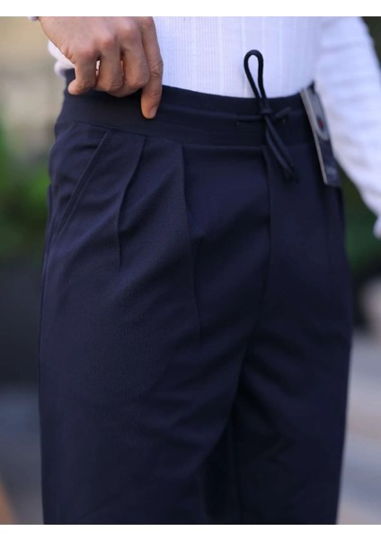 Erkek Örme Kumaş Pileli Duble Paça Rahat Kalıp Casual Jogger Pantolon fırsatları