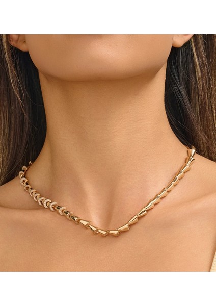 Kolye 18 Kaltın Kaplama Kubik Şık Tasarım Kolye