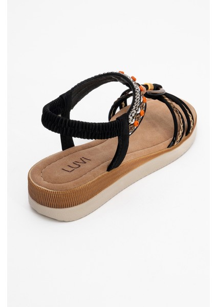 Cher Siyah Örgü Bantlı Taşlı Tokalı Kadın Sandalet indirimleri