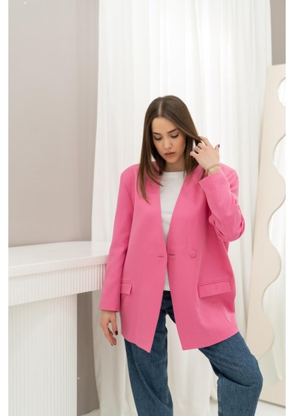 Pembe Eteği Lastikli Ceket