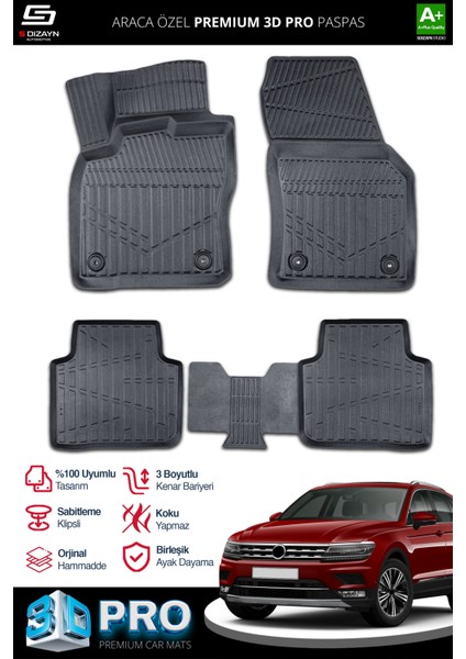 Vw Tiguan Allspace 3D Pro Havuzlu Paspas 2016-2024 A+ Kalite