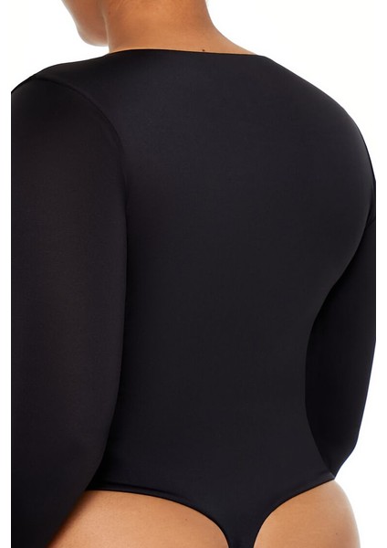 Plus Size Kruvaze Yaka Bodysuit
