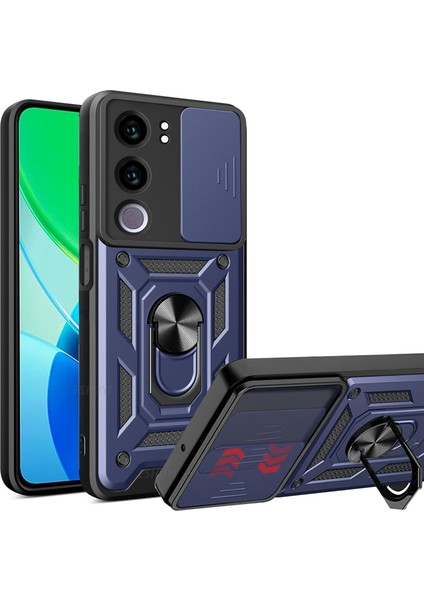 Vivo Y19S Kılıf Kamera Sürgülü Yüzüklü Pars Tank Kapak