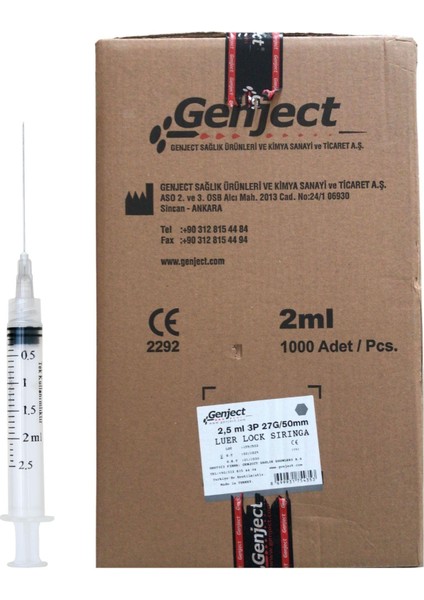 - 2.5 ml 50MM Uzun Dental Luer Lock Enjektör - 1000 Adet