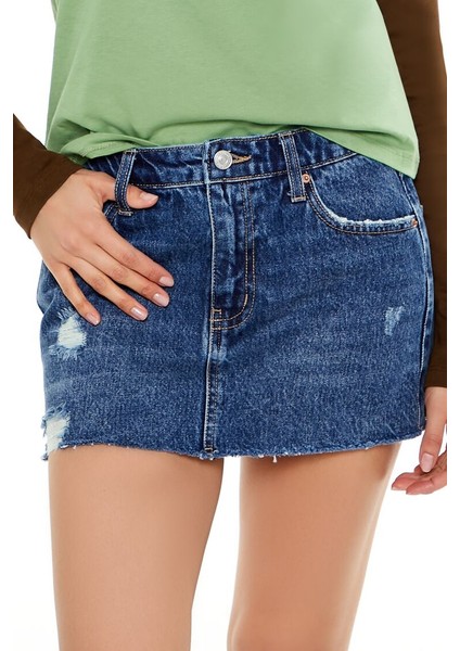 Denim Mini Etek