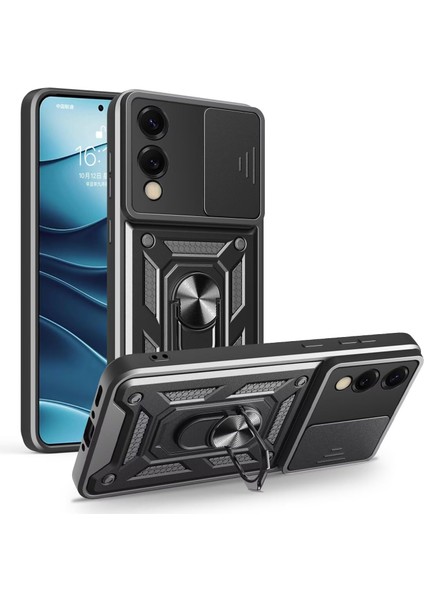 Samsung Galaxy S25 Edge Kılıf Kamera Sürgülü Yüzüklü Pars Tank Kapak