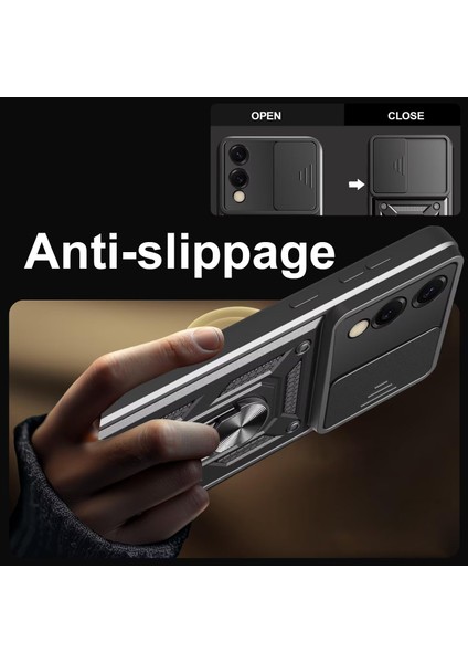 Samsung Galaxy S25 Edge Kılıf Kamera Sürgülü Yüzüklü Pars Tank Kapak