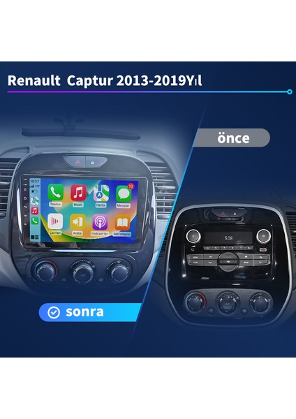 Renault Captur 2013-2019 Yıl Uyumlu 9 Inç 4 GB Ram 32 GB Hafıza Multimedya Carplay Navigasyon fiyatları