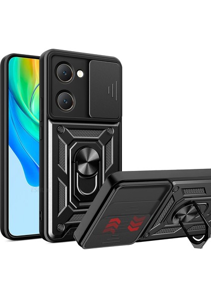 Vivo Y18 Kılıf Kamera Sürgülü Yüzüklü Pars Tank Kapak