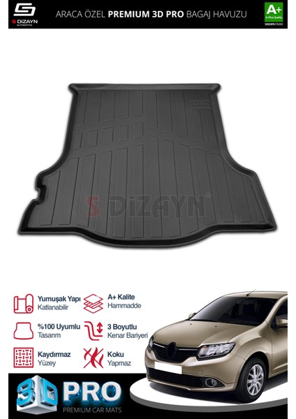 Renault Symbol 3D Pro Bagaj Havuzu 2013 Üzeri A+ Kalite