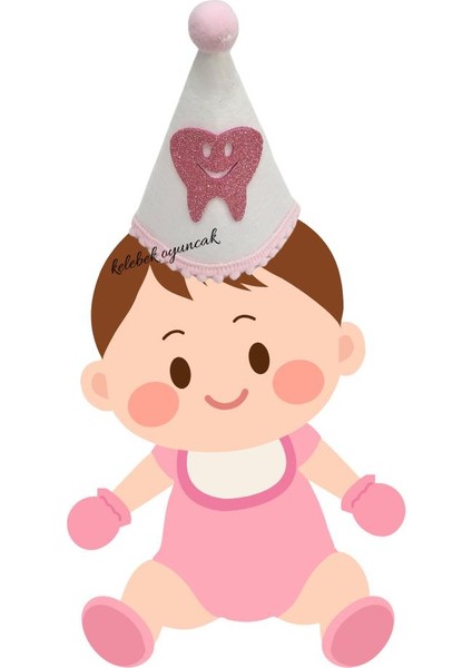 Diş Baskılı Ponponlu Keçe Külah Şapka - Pembe