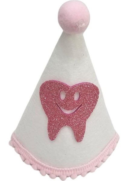 Diş Baskılı Ponponlu Keçe Külah Şapka - Pembe