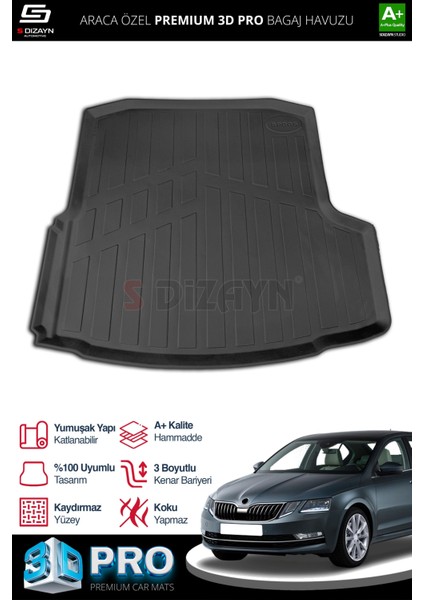 Skoda Octavia 3D Pro Bagaj Havuzu 2013-2020 A+ Kalite