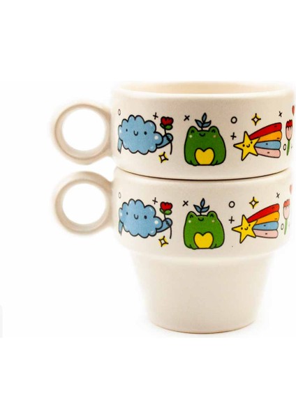 Neşeli Bahçe 2'li Espresso Bardak Seti - Hediye Seramik Fincan fiyatları