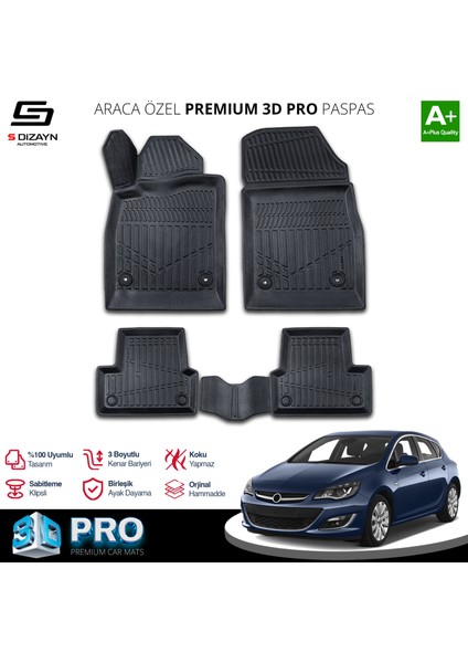 Opel Astra J 3D Pro Havuzlu Paspas 2012-2020 Üzeri A+ Kalite