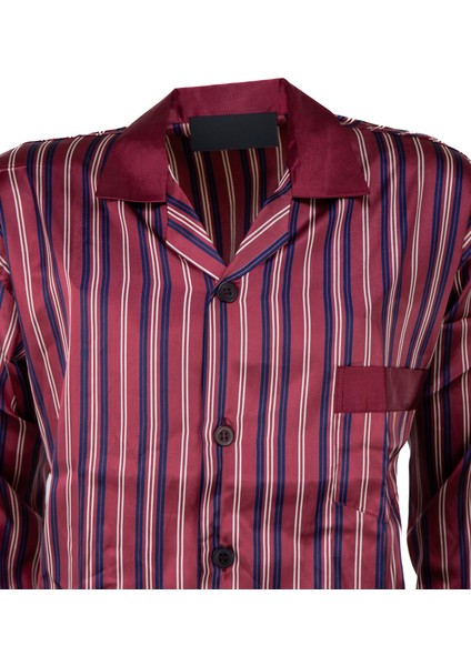 Erkek Şık Klasik Model Pijama Takımı Premium Saten Kumaş Murcia Model Cepli Tam Kalıp