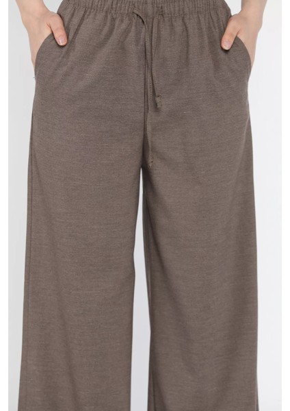 Bel Lastikli Bağcıklı Bol Paça Kadın Pantolon P-00016656