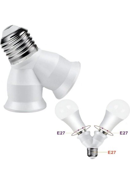 Ledx DY-101 E27 Duy Çoğaltıcı Tek Duydan Çift E27 Lamba Bağlantısı Duy Çoklayıcı