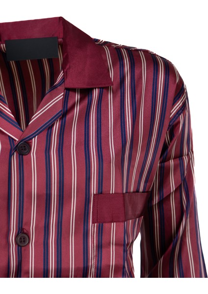 Erkek Şık Klasik Model Pijama Takımı Premium Saten Kumaş Murcia Model Cepli Tam Kalıp
