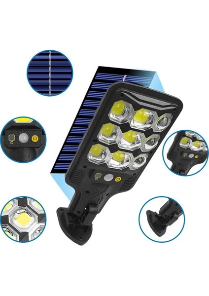 Powermaster HS-8037B Solar Güneş Enerjili Cob Ledli Hareket Sensörlü Sokak Lambası LED Bahçe Aydınlatması
