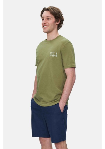 Tatum Haki Bisiklet Yaka Baskılı Standard Fit Erkek Tshirt