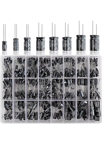 500 Parça 24 Çeşit Elektrolit Kondansatör Seti Plastik Kutulu