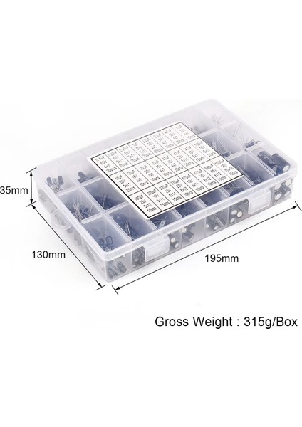 500 Parça 24 Çeşit Elektrolit Kondansatör Seti Plastik Kutulu modelleri