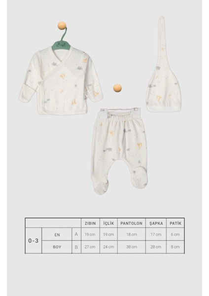 Kendinden Eldivenli ve Patikli Zürafalı 3lü Organik Hastane Çıkışı Seti modelleri