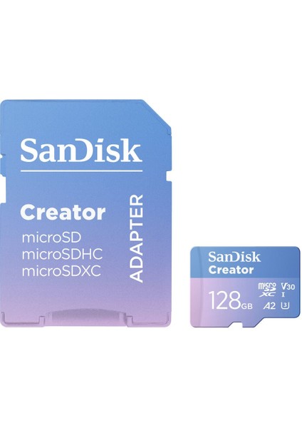 Creator 128GB 190/90MB/S Microsdxc Uhs-I A2 V30 Adaptörlü Hafıza Kartı SDSQXAA-128G-IN6MS
