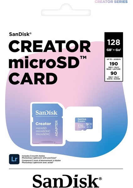Creator 128GB 190/90MB/S Microsdxc Uhs-I A2 V30 Adaptörlü Hafıza Kartı SDSQXAA-128G-IN6MS