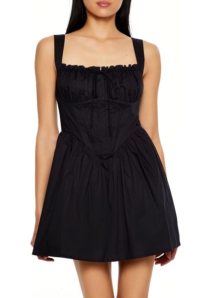 Fırfırlı Poplin Mini Elbise
