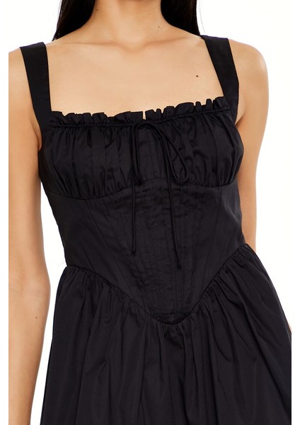 Fırfırlı Poplin Mini Elbise