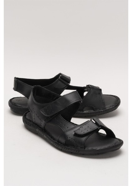 Erkek İçi Dışı Hakiki Deri Ortopetik Yazlık Esnek ve Çok Hafif Günlük Ayakkabı Sandalet SİYAH fiyatları