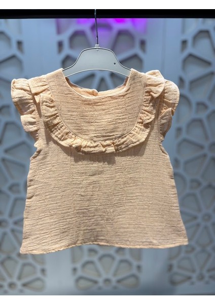 Müslin Yakası Fırfırlı Gömlek Keten Şort Kız Çocuk Alt Üst Takım fırsatları