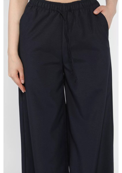 Bel Lastikli Bağcıklı Bol Paça Kadın Pantolon P-00016656