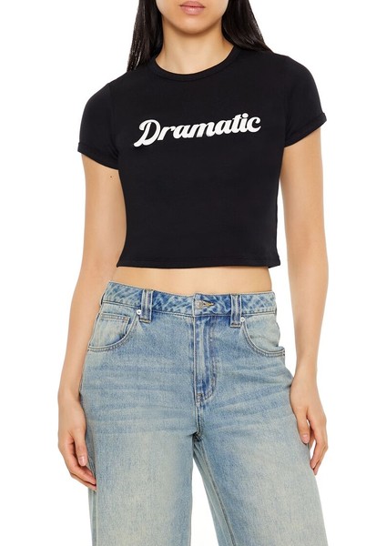 Dramatic Yazılı Baskılı Baby Tee Tişört