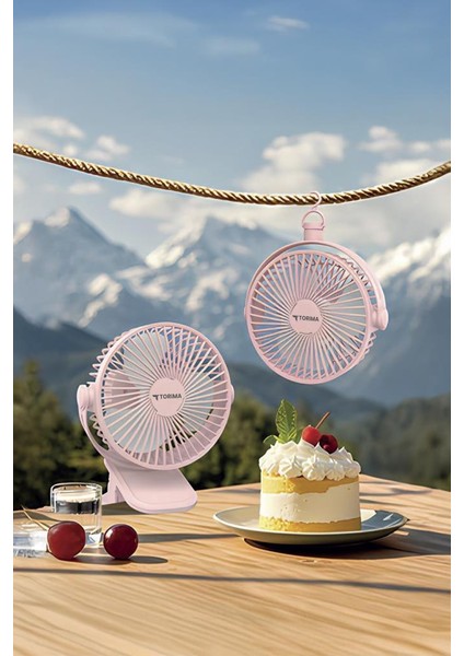 F-15 Mavi Mini Fan Vantilatör I Asma Apartlı, 800 Mah Şarjlı, Type-C Girişli, Taşınabilir Fan