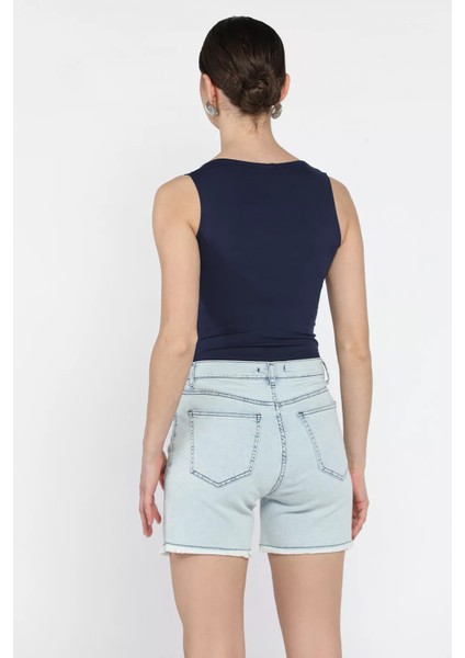Kadın Paça Püsküllü Yüksek Bel Jean Kot Şort P-00016544 modelleri