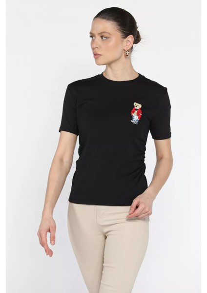 Kadın Nakış Detaylı Yanlar Büzgülü Bluz P-00016486