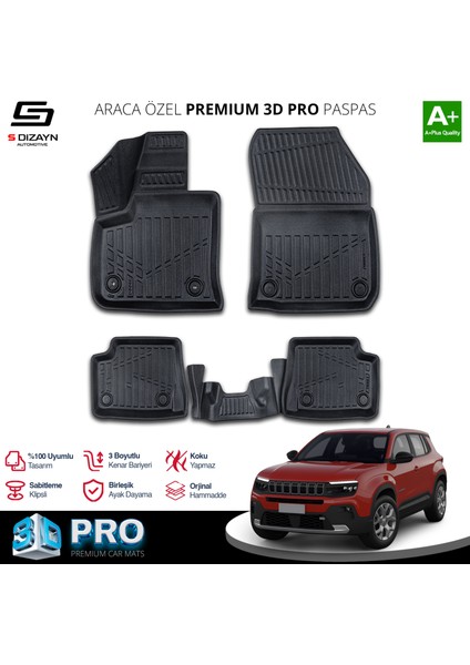 Jeep Avenger 3D Pro Havuzlu Paspas 2023 Üzeri A+ Kalite