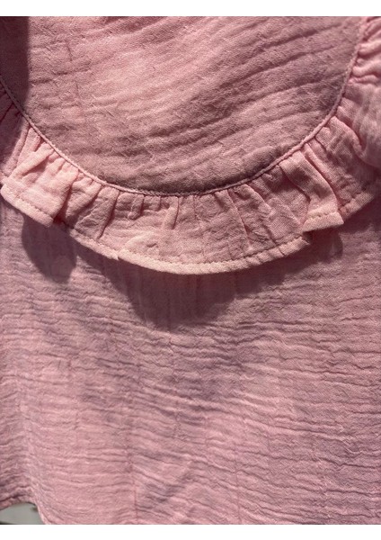 Müslin Yakası Fırfırlı Gömlek Keten Şort Kız Çocuk Alt Üst Takım fırsatları